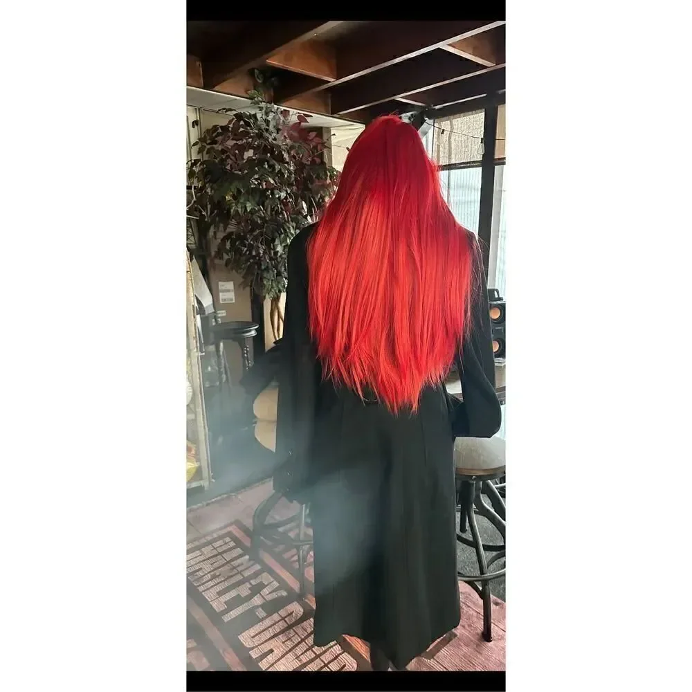 Beautiful red wig with bangs 22 inch synthetic heat resistant
